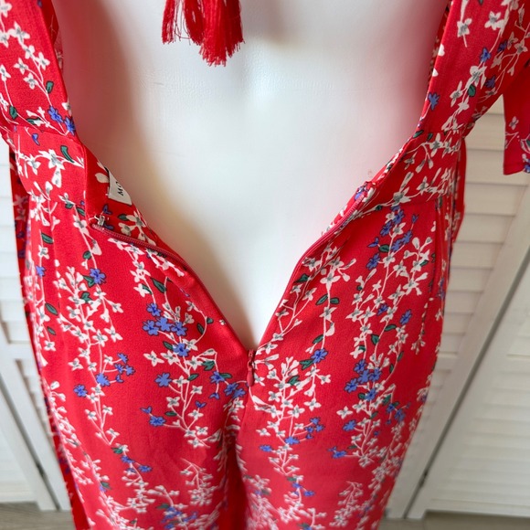Anthropologie‎ Moon River Red Floral Print Jumpsuit Open Back Wide Leg Size M - Picture 10 of 15